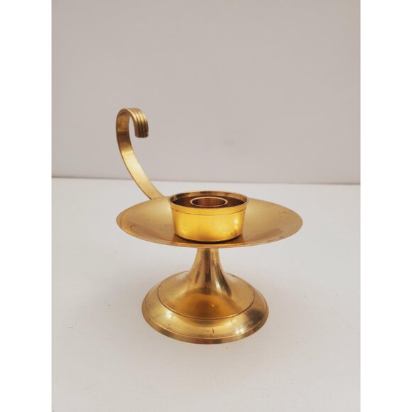 Vintage Brass Candle Holder - Brass Candlestick Holder - Brass Chamberstick - - Picture 3 of 10